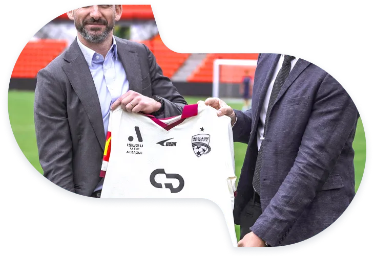 AUFC 贊助面具群組視覺，象徵 CG Fintech 對全球體育合作的支持